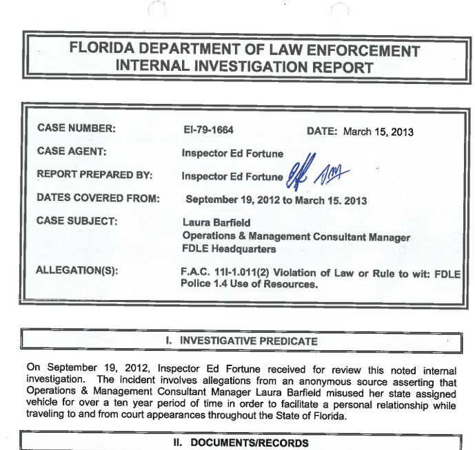 FDLE Report Laura Barfield