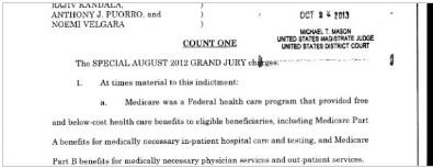 Indictment in Illegal Healthcare Fraud Kickback Scheme