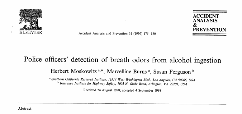 The Odor of Alcohol on Someone’s Breath Doesn’t Mean They Are Impaired by Alcohol
