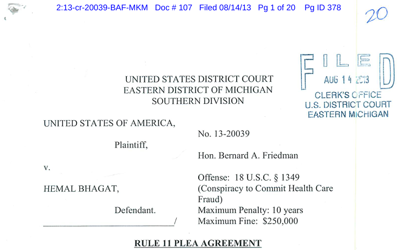 Plea Agreement in Detroit-Area Medicare Fraud Case